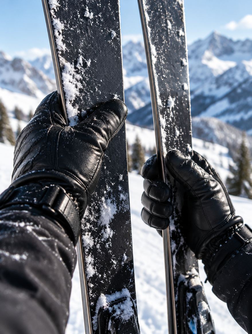 Lederhandschuhe im Schnee