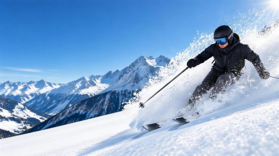 Skifahrer im Tiefschnee in den Alpen