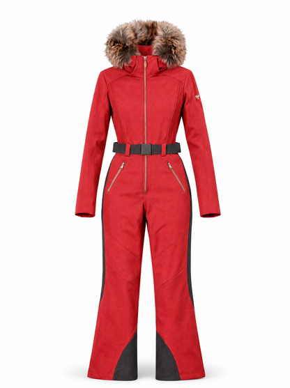 Postcard ORLA FUR DUIT Damen Skioverall Dunkelrot – Vorderansicht